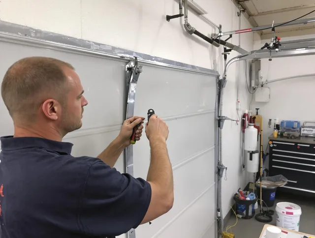 Before and after garage door dent repair by Kissimmee Garage Door Repair in Kissimmee
