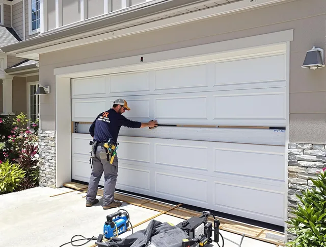 Kissimmee Garage Door Repair team performing complete garage door replacement at Kissimmee residence