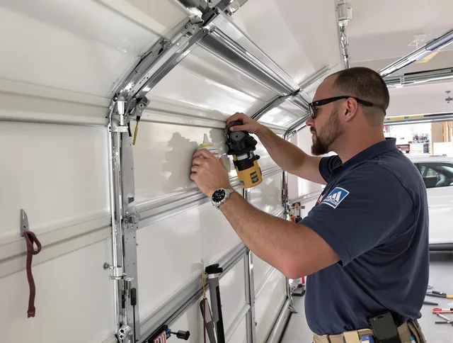 Kissimmee Garage Door Repair technician quieting a noisy garage door in Kissimmee